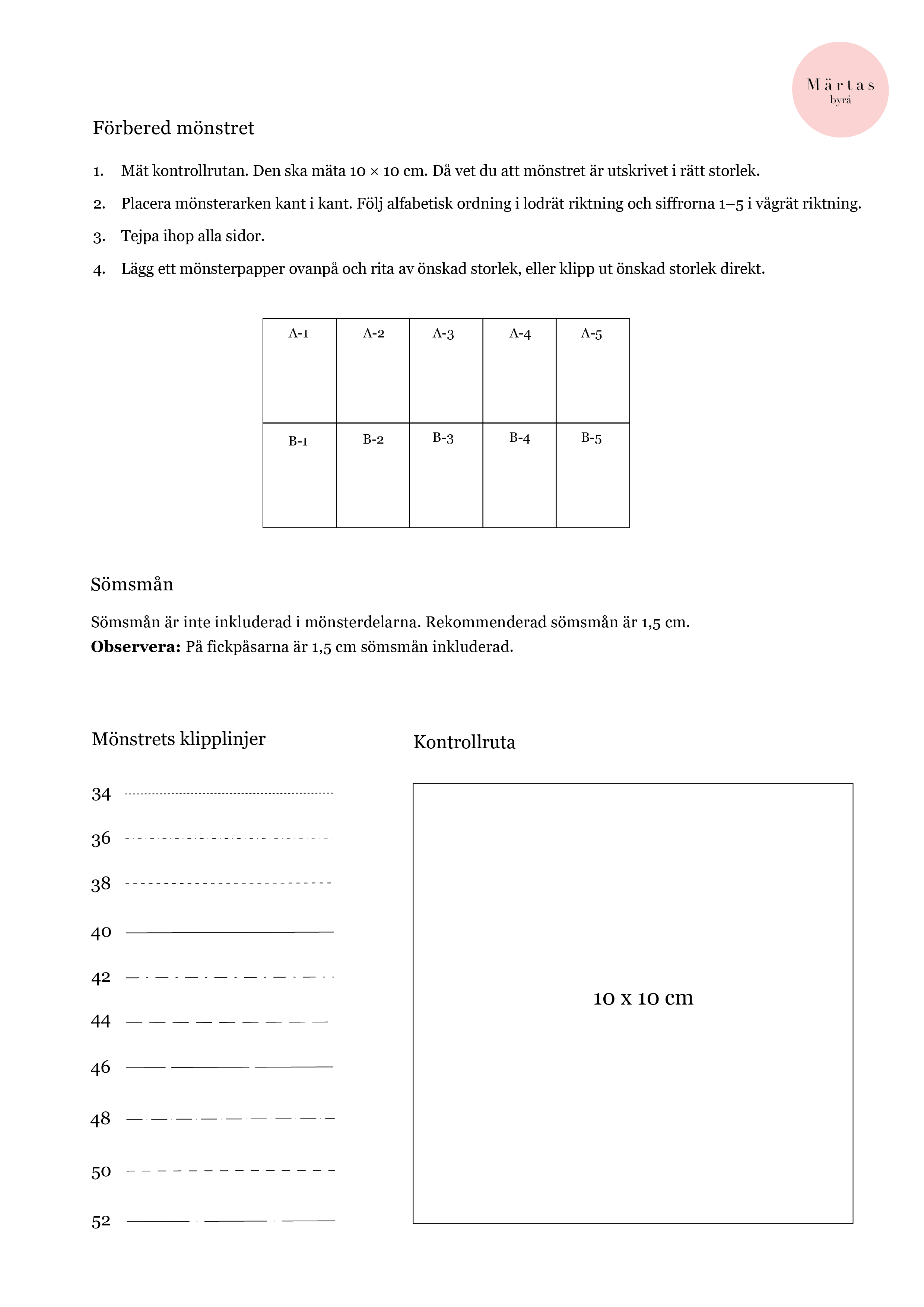 PDF mönster - Marie halvcirkelkjol 34-52