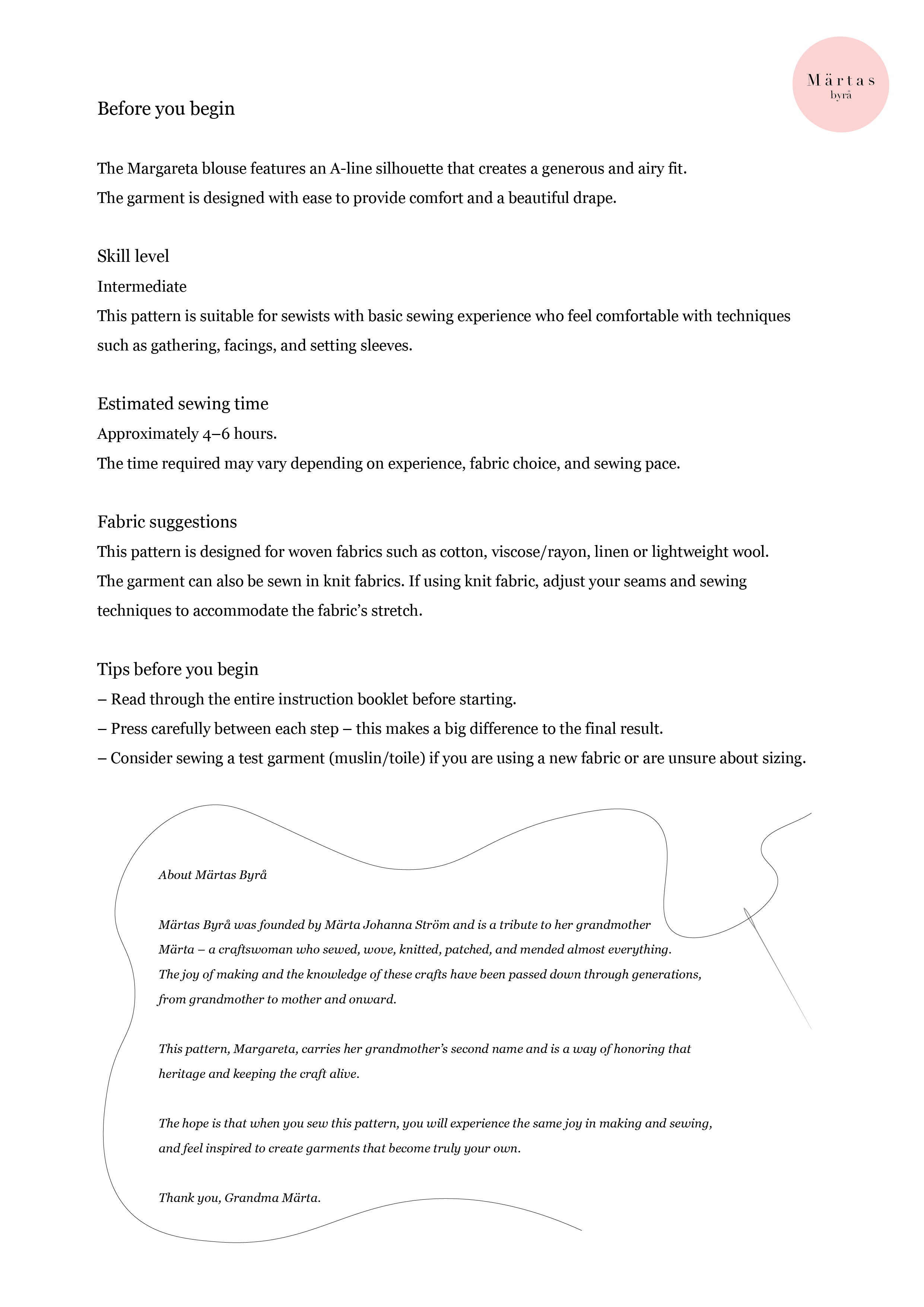 Margareta Blouse Sewing Pattern | Puff Sleeve Blouse | XS–XXXL