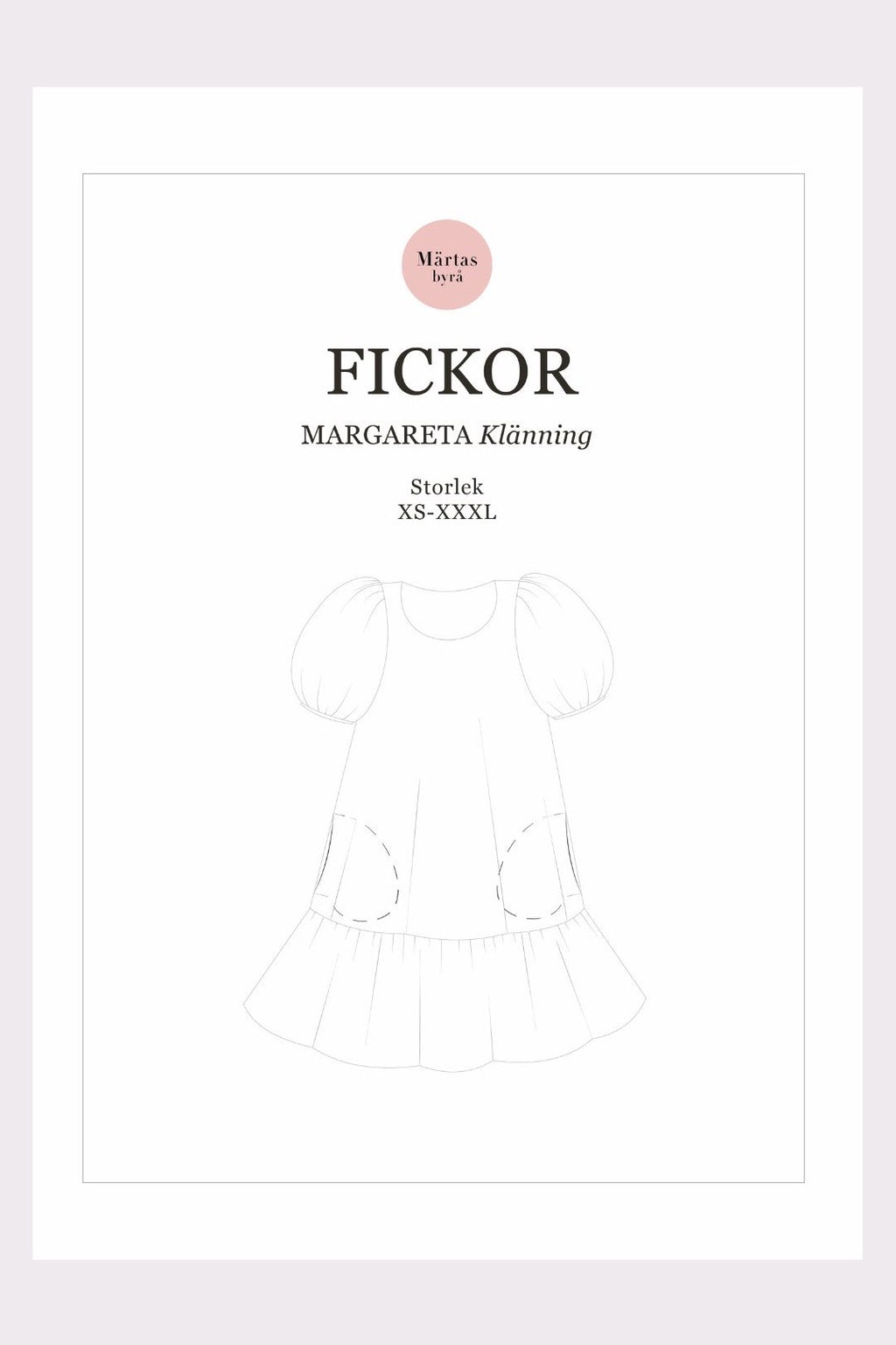 PDF mönster - Fickor i sidsöm (Tillägg till Margareta klänning XS-XXXL)