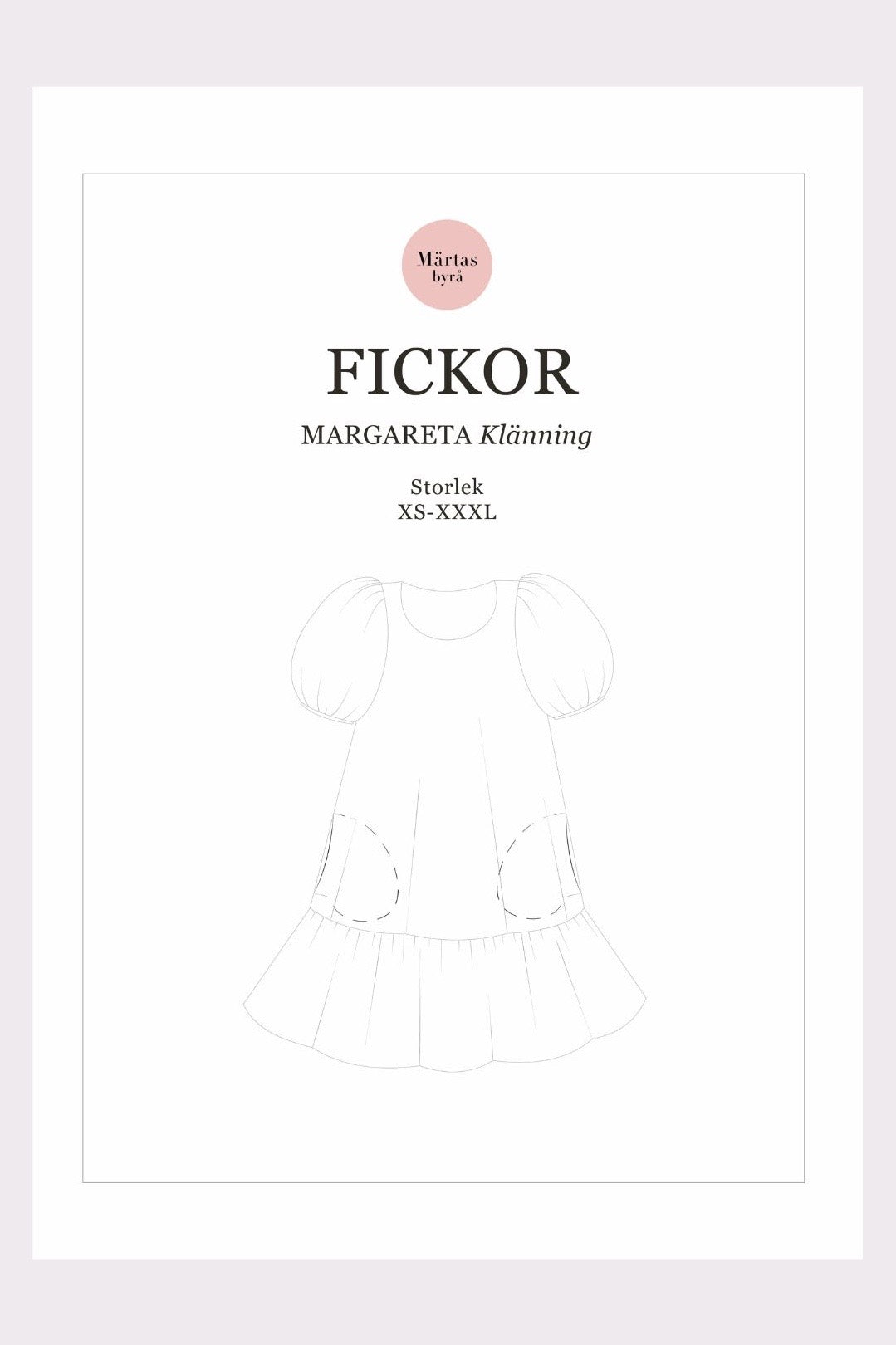 PDF mönster - Fickor i sidsöm (Tillägg till Margareta klänning XS-XXXL)