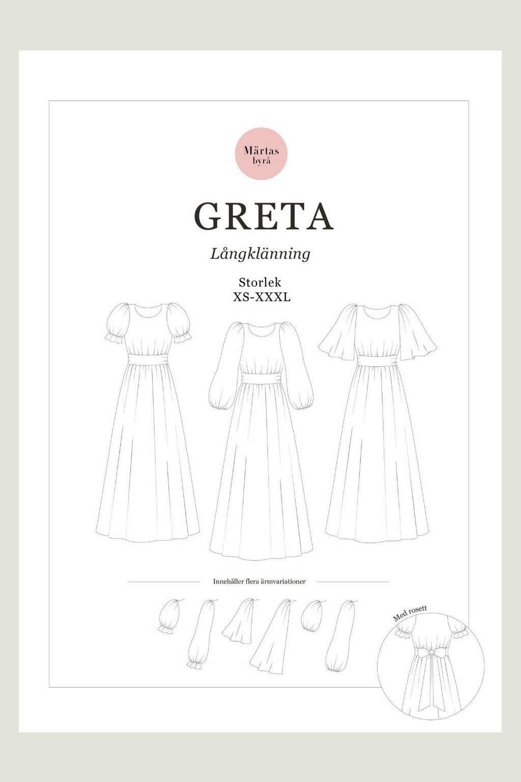 NYHET! PDF-mönster – GRETA Långklänning XS-XXXL