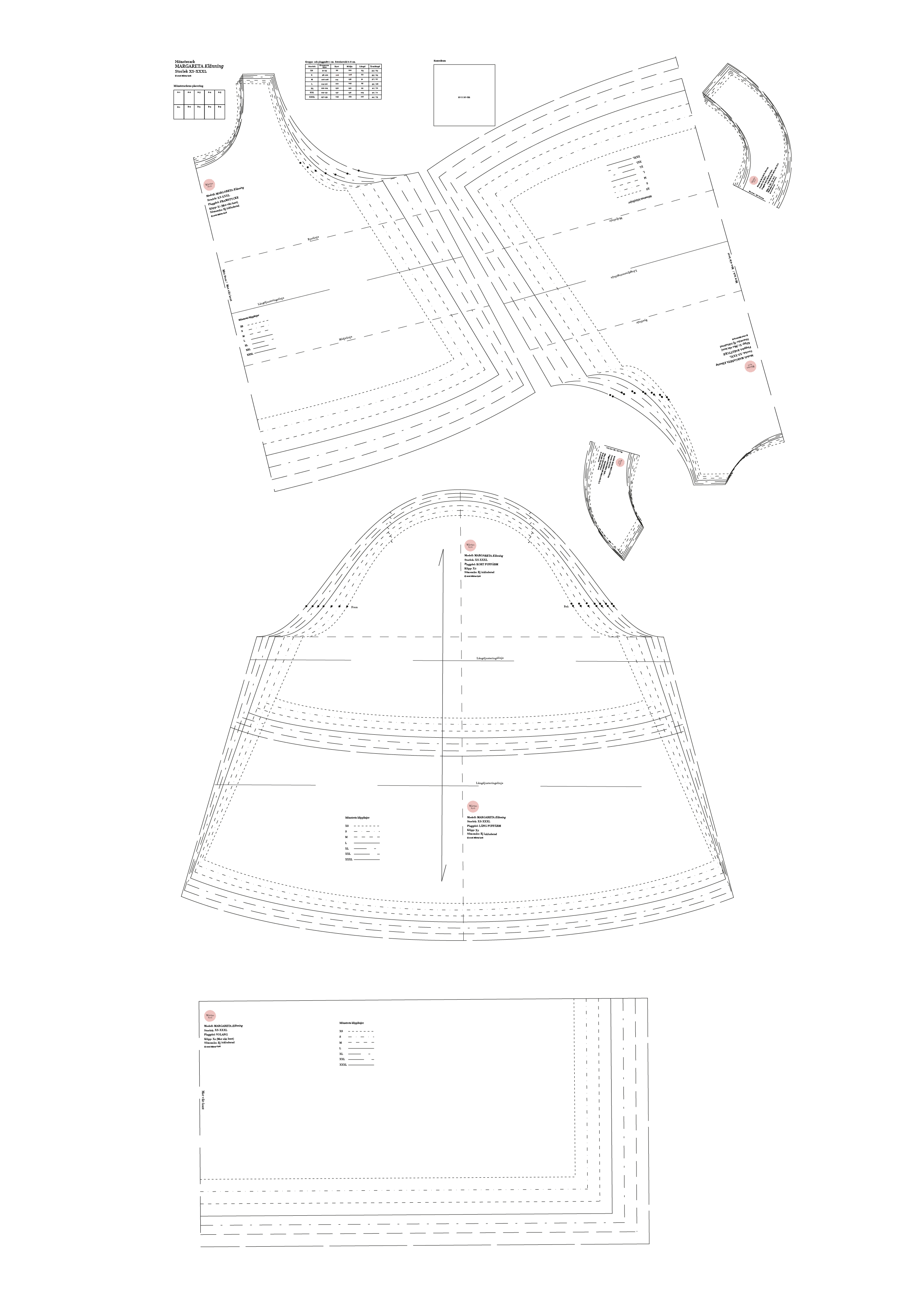PDF mönster - Margareta klänning XS-XXXL