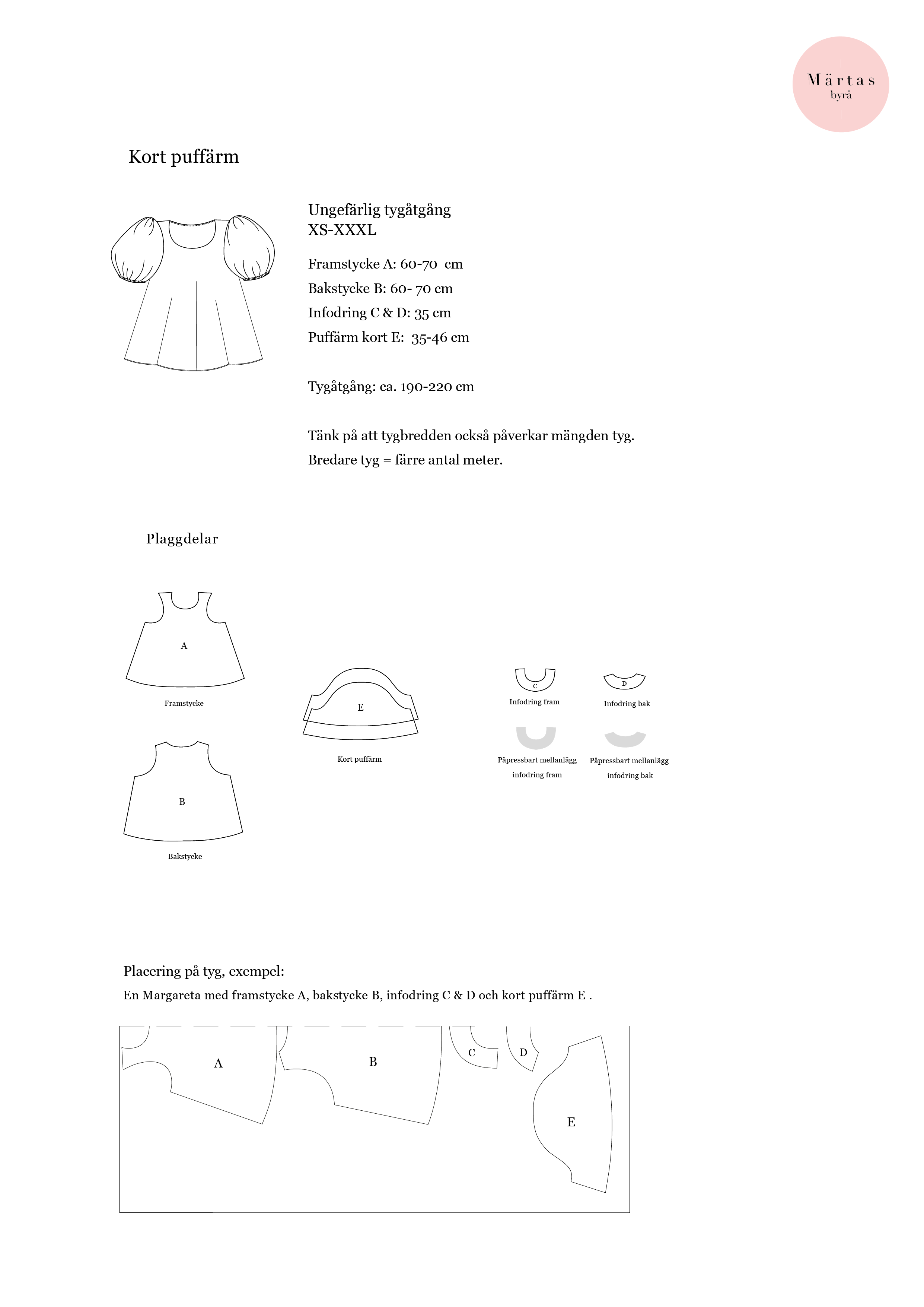 Digitalt mönster - Margareta blus XS-XXXL