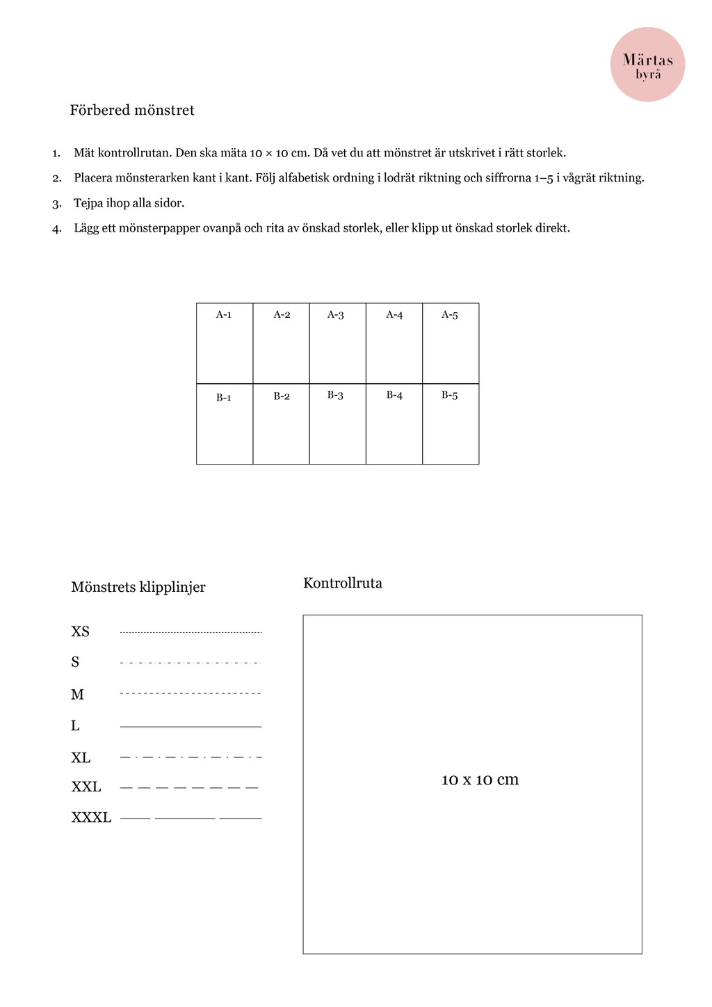 PDF mönster - Margareta blus XS-XXXL