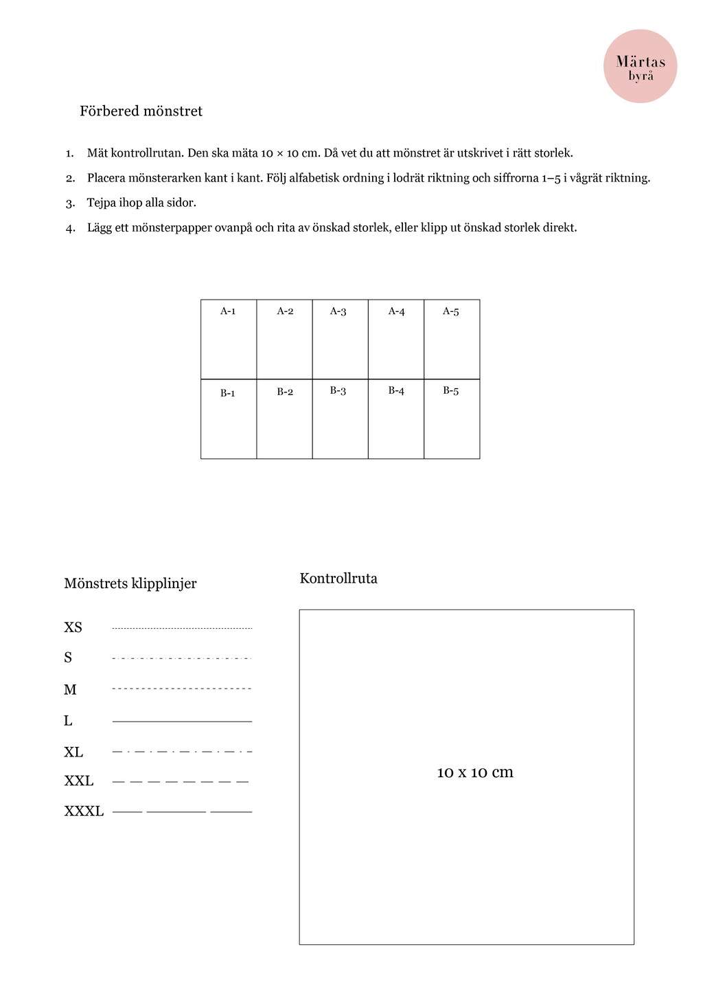 PDF mönster - Margareta klänning XS-XXXL