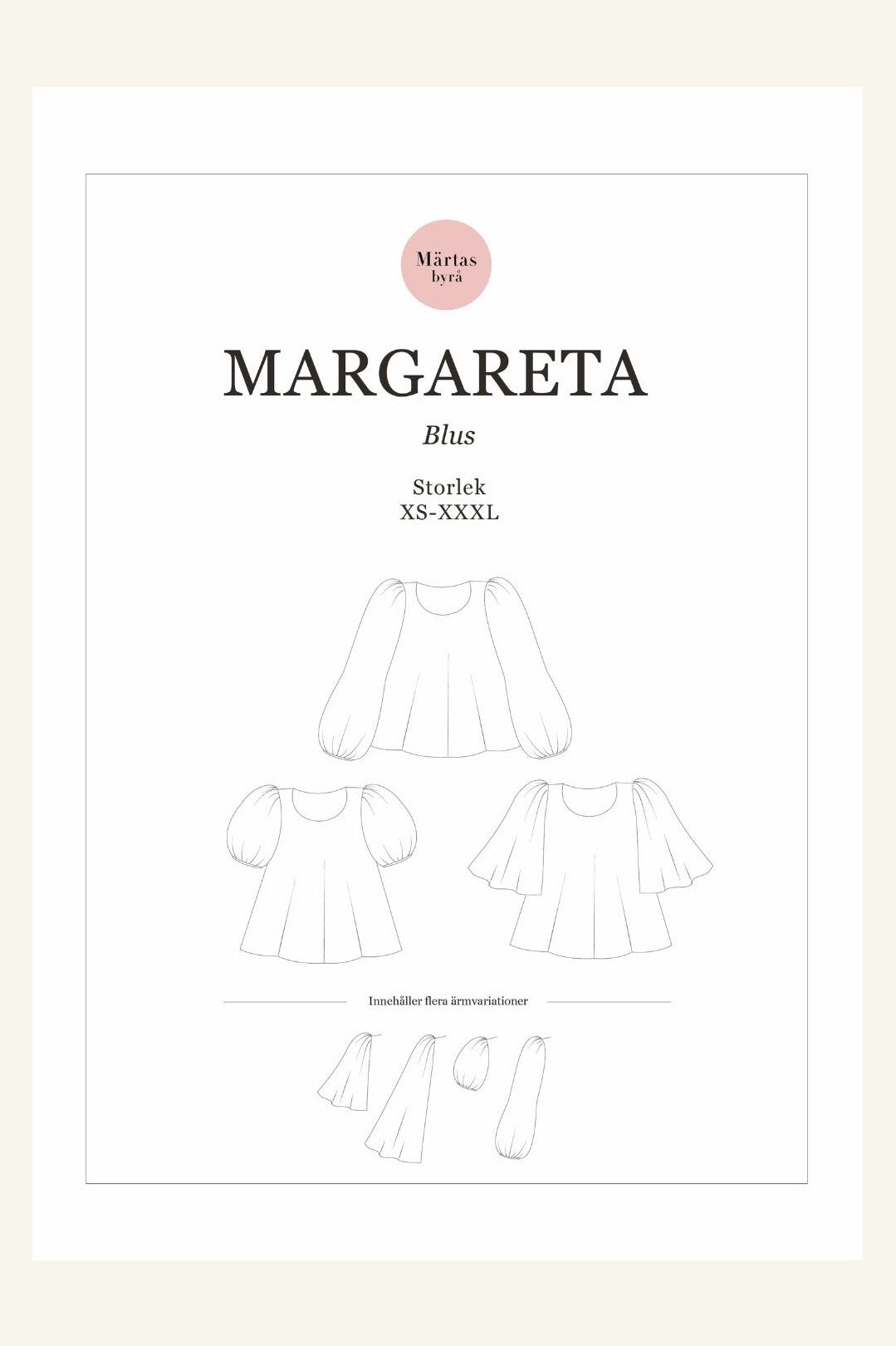 PDF mönster - Margareta blus XS-XXXL