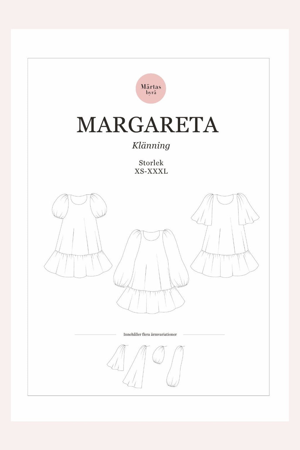 PDF mönster - Margareta klänning XS-XXXL
