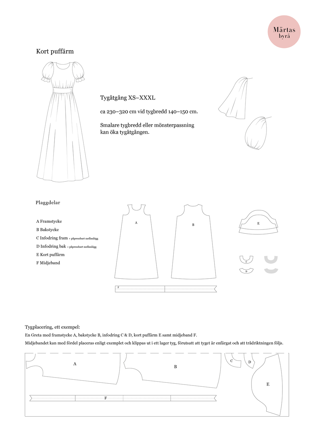 NYHET! PDF-mönster – GRETA Långklänning XS-XXXL
