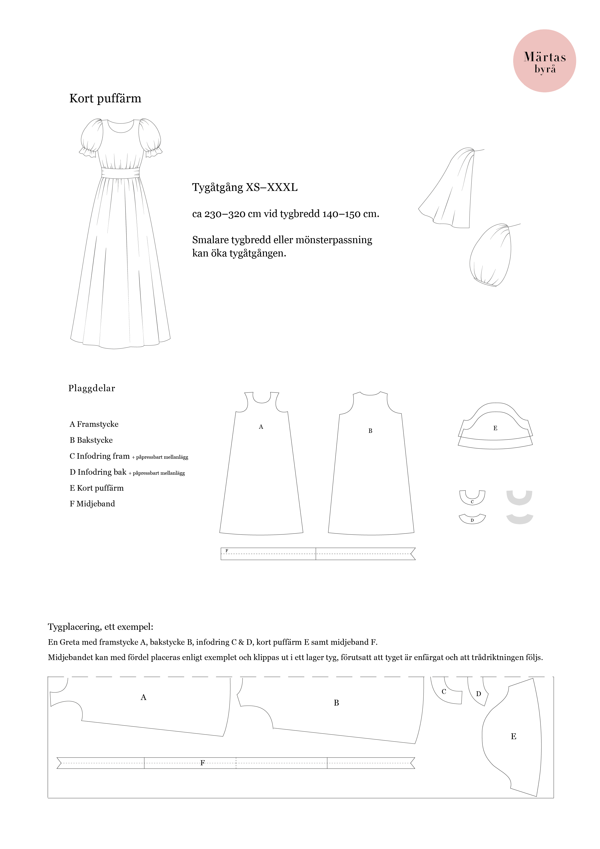NYHET! PDF-mönster – GRETA Långklänning XS-XXXL