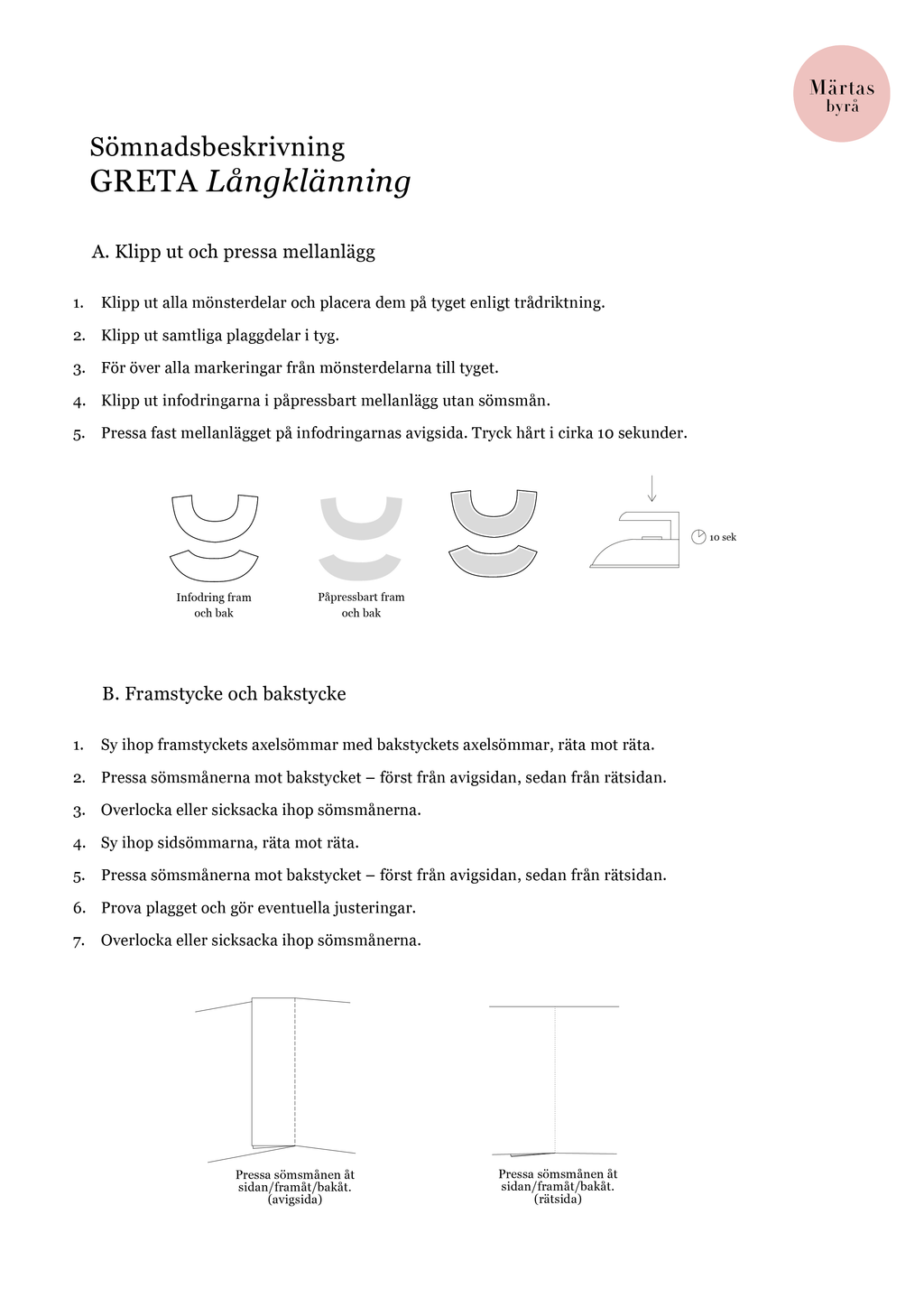 NYHET! PDF-mönster – GRETA Långklänning XS-XXXL