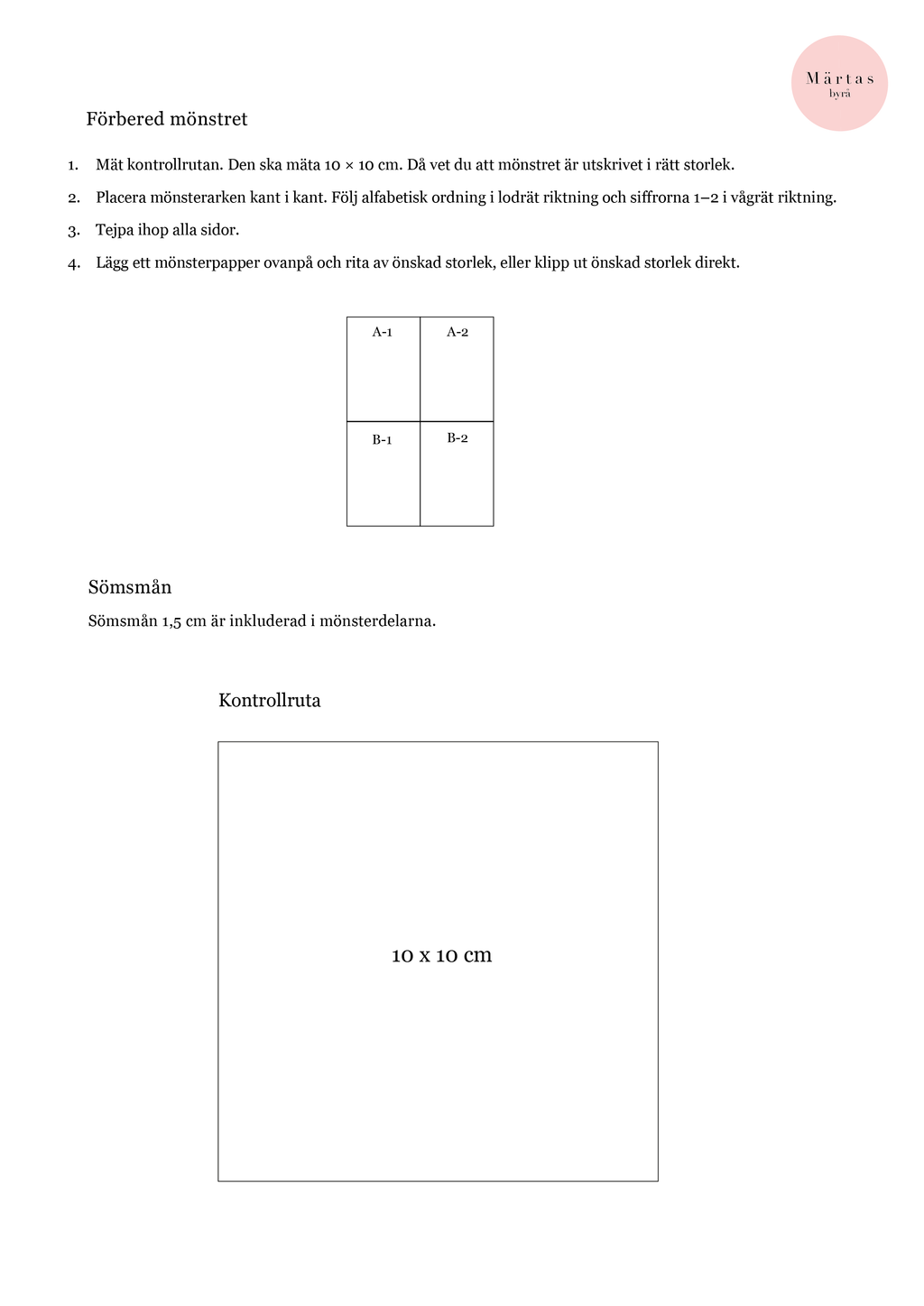 PDF mönster - Fickor i sidsöm (Tillägg till Margareta klänning XS-XXXL)