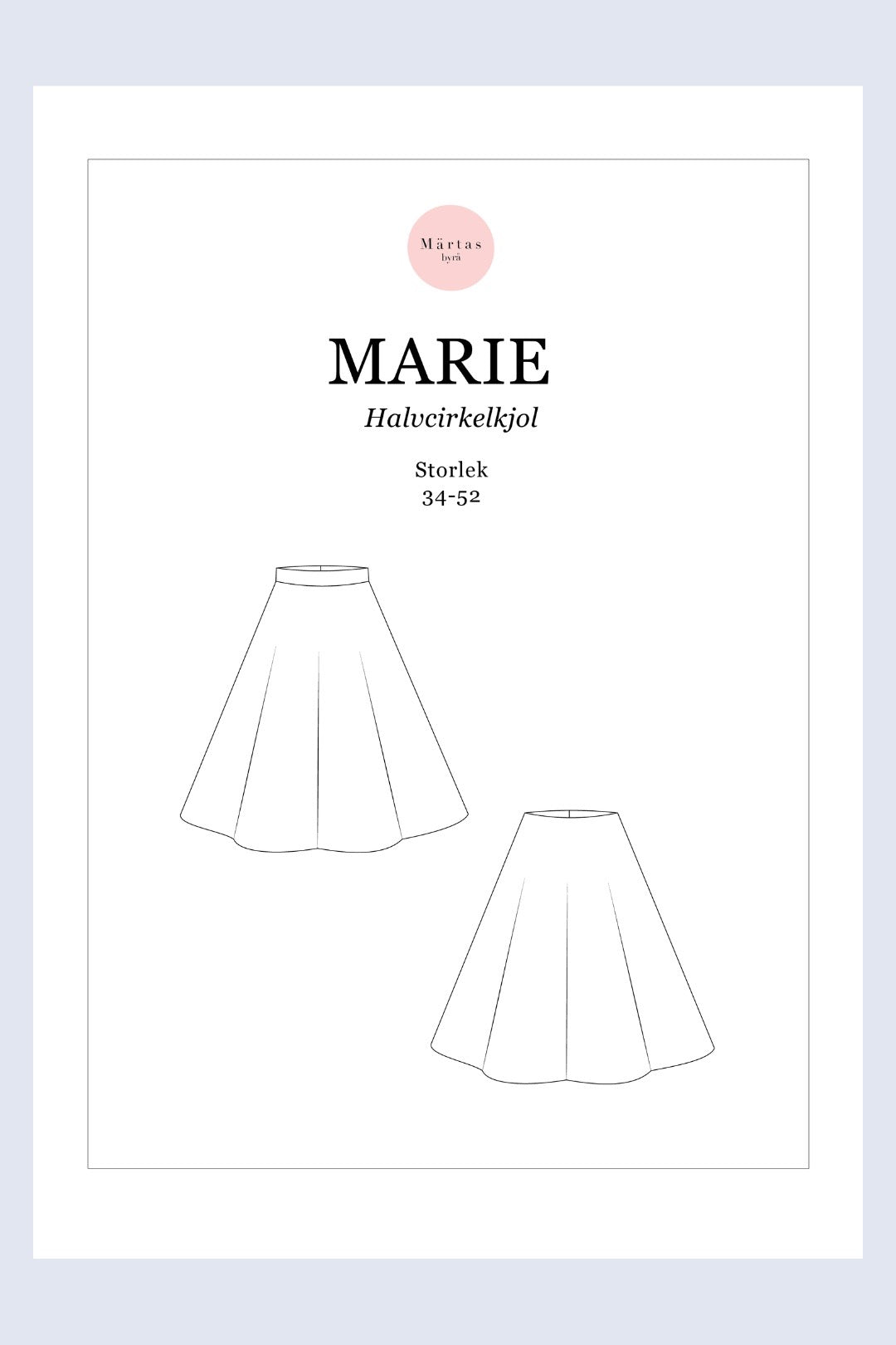 NEW! Pattern - Marie semi-circle skirt 34-52