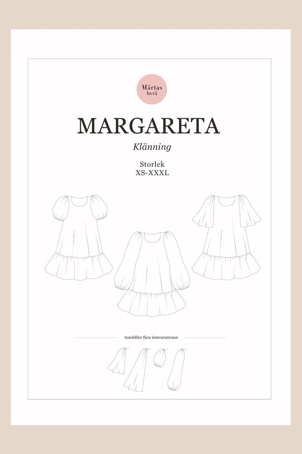 Margareta – PDF-symönster för klänning XS–XXXL