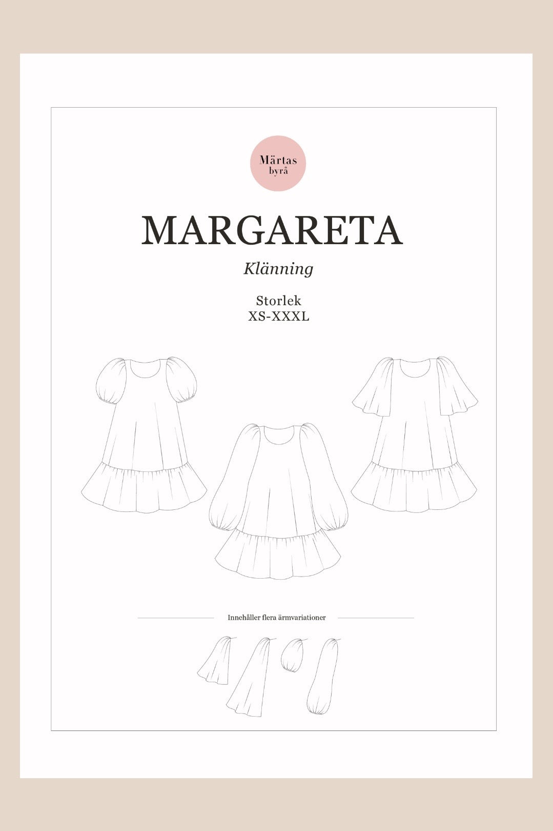 Margareta – PDF-symönster för klänning XS–XXXL