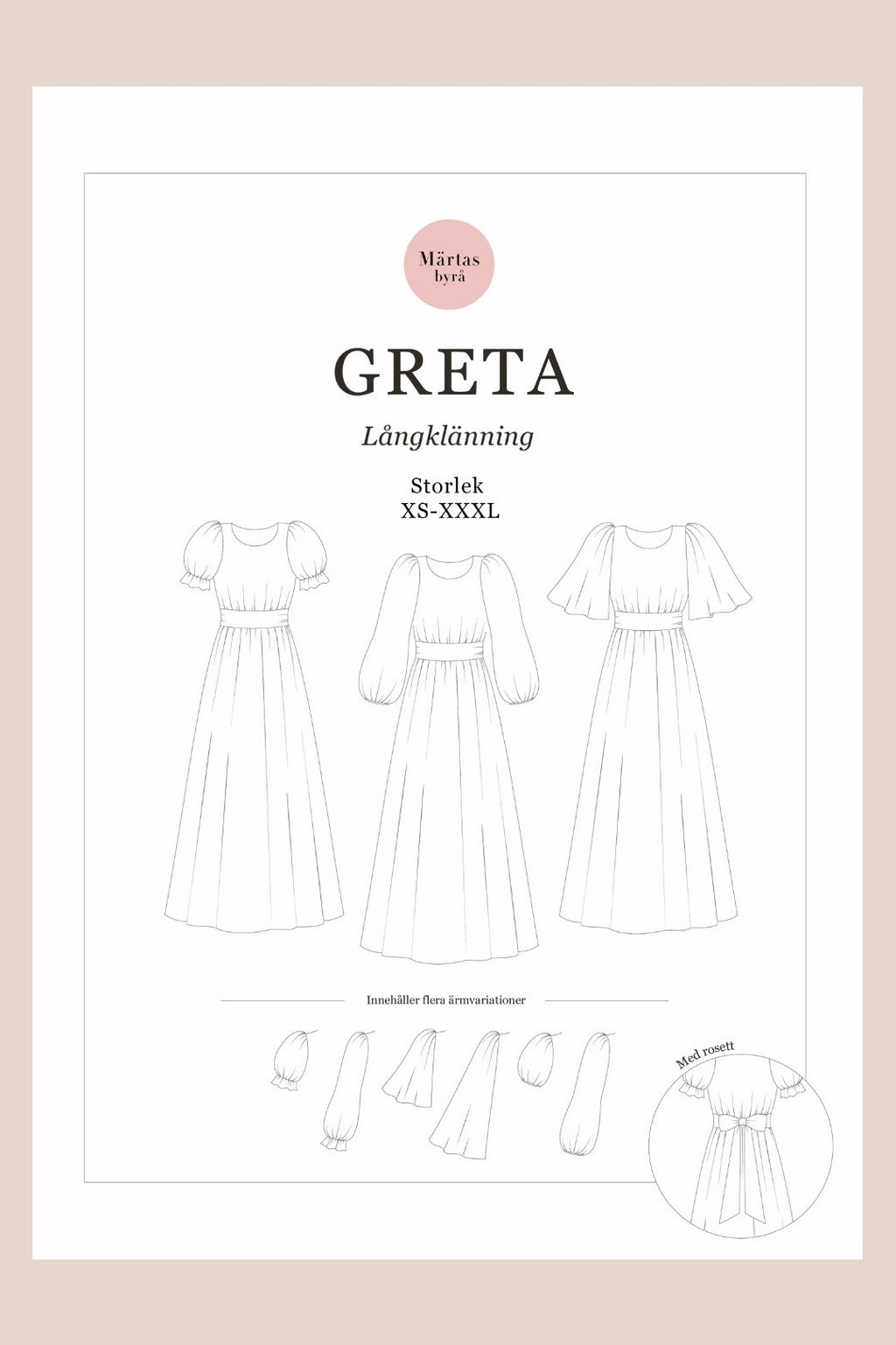 NYHET! Greta – PDF-symönster för långklänning XS–XXXL