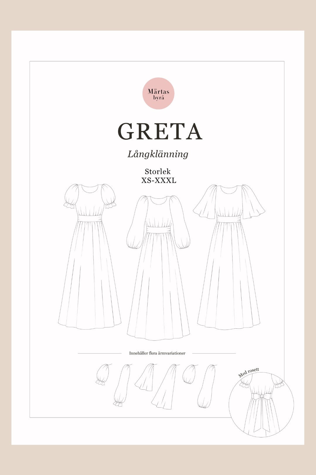 NYHET! Greta – PDF-symönster för långklänning XS–XXXL