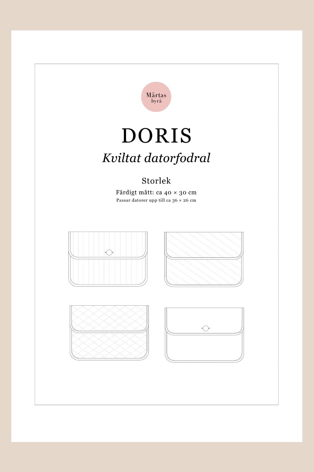 KOMMER SNART! Doris – PDF-symönster för kviltat datorfodral