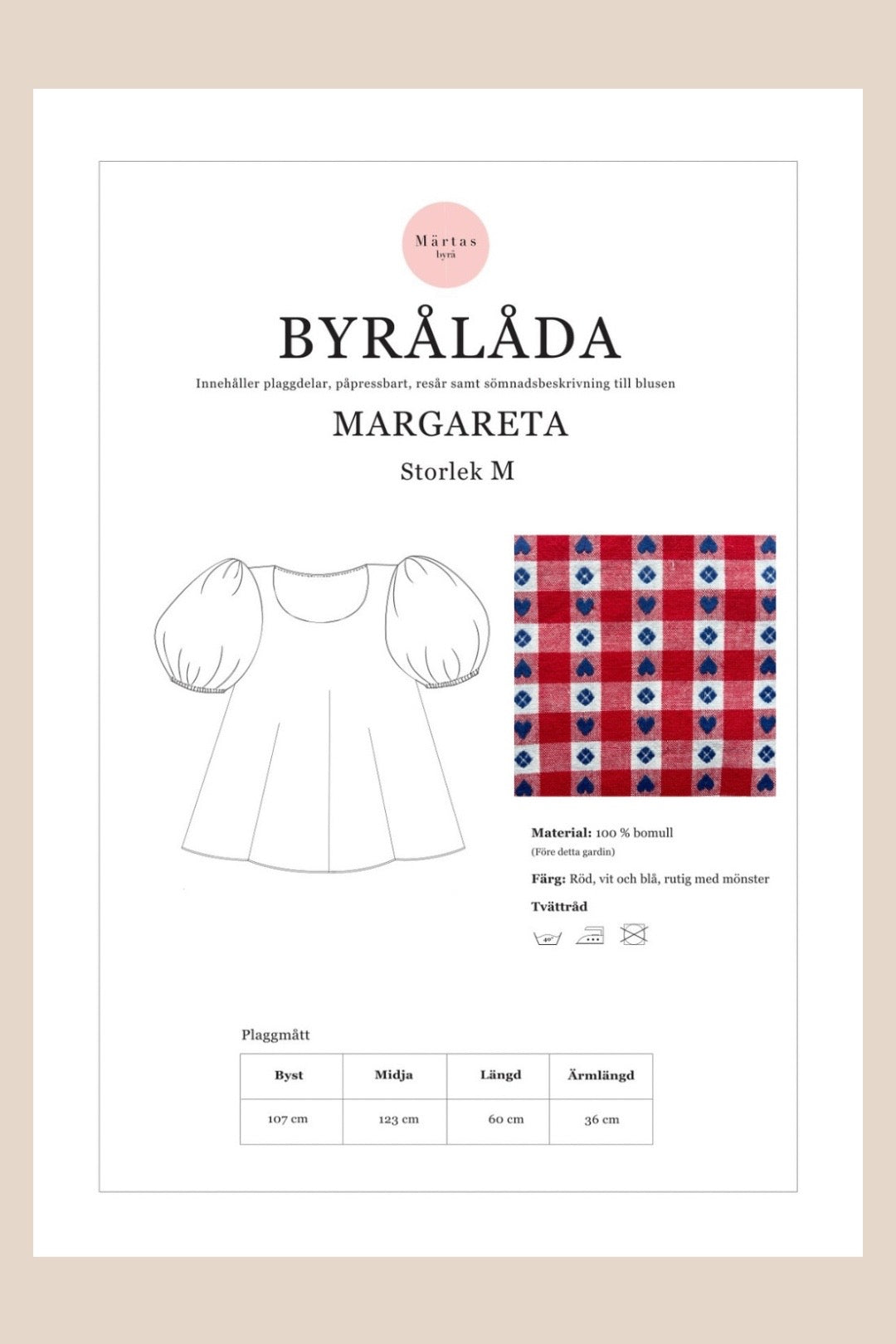 BYRÅLÅDA - Margareta blus, kort puffärm, M