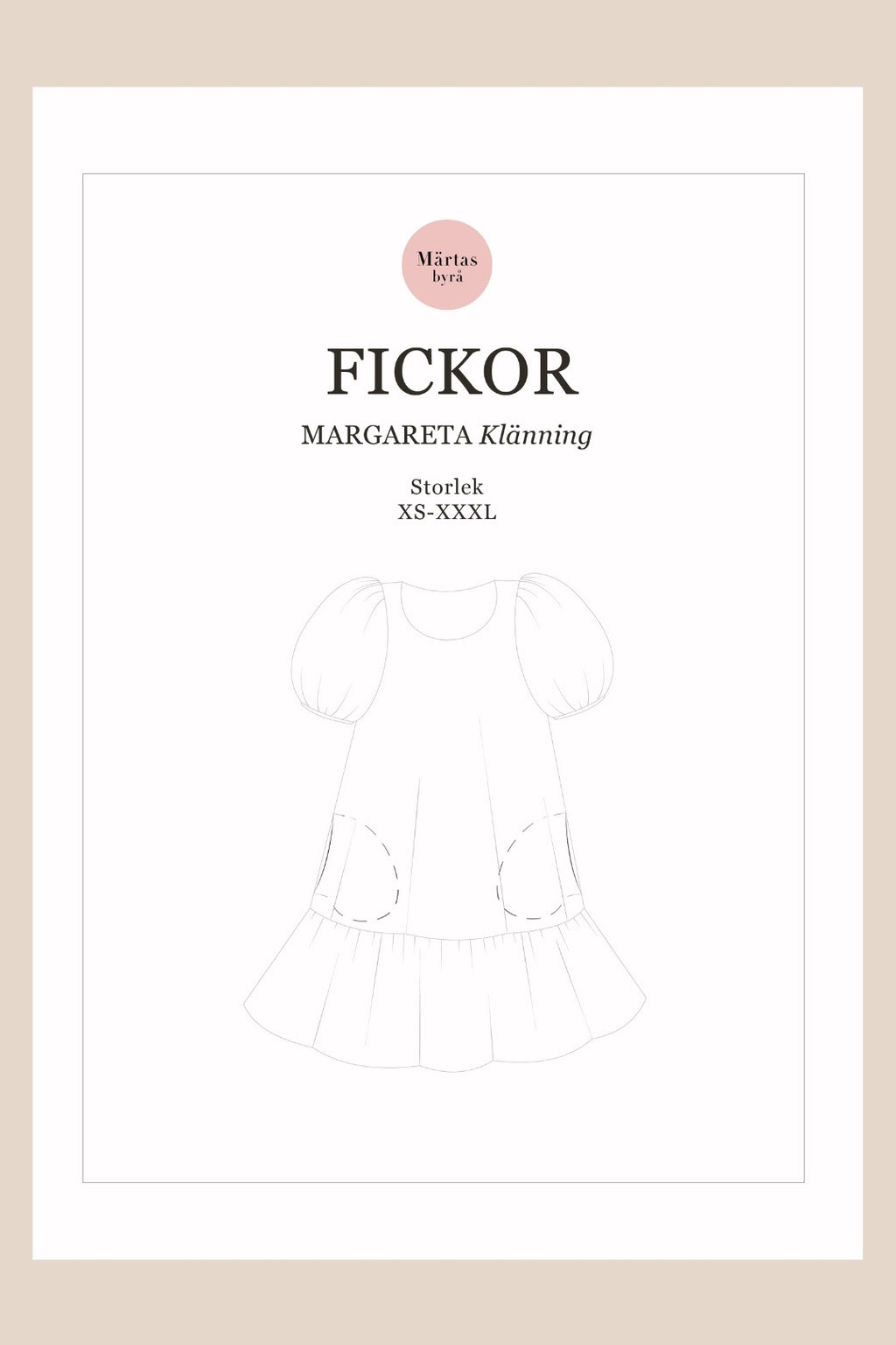 Fickor – PDF-symönster för Margareta Klänning XS–XXXL