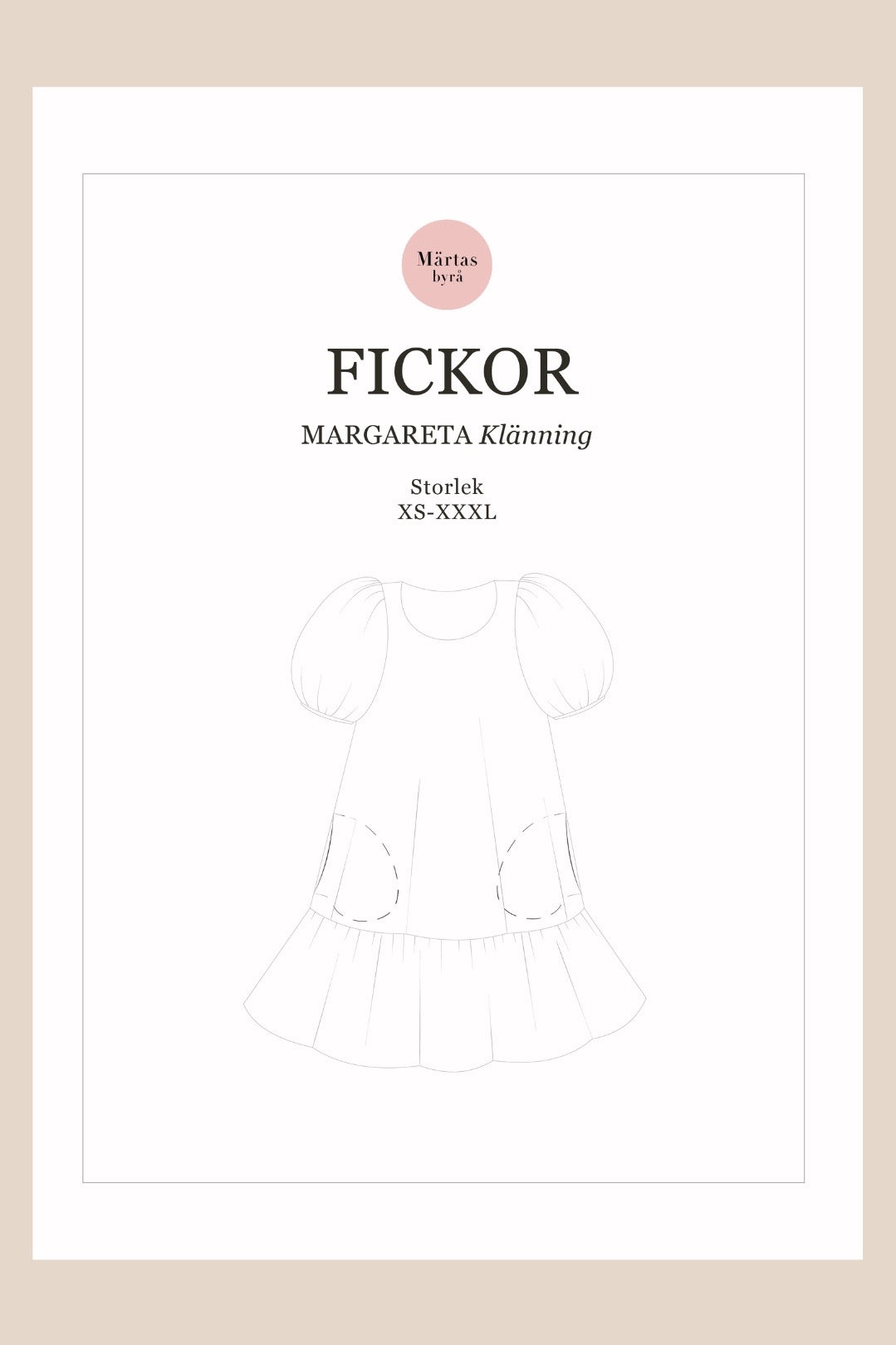 Fickor – PDF-symönster för Margareta Klänning XS–XXXL