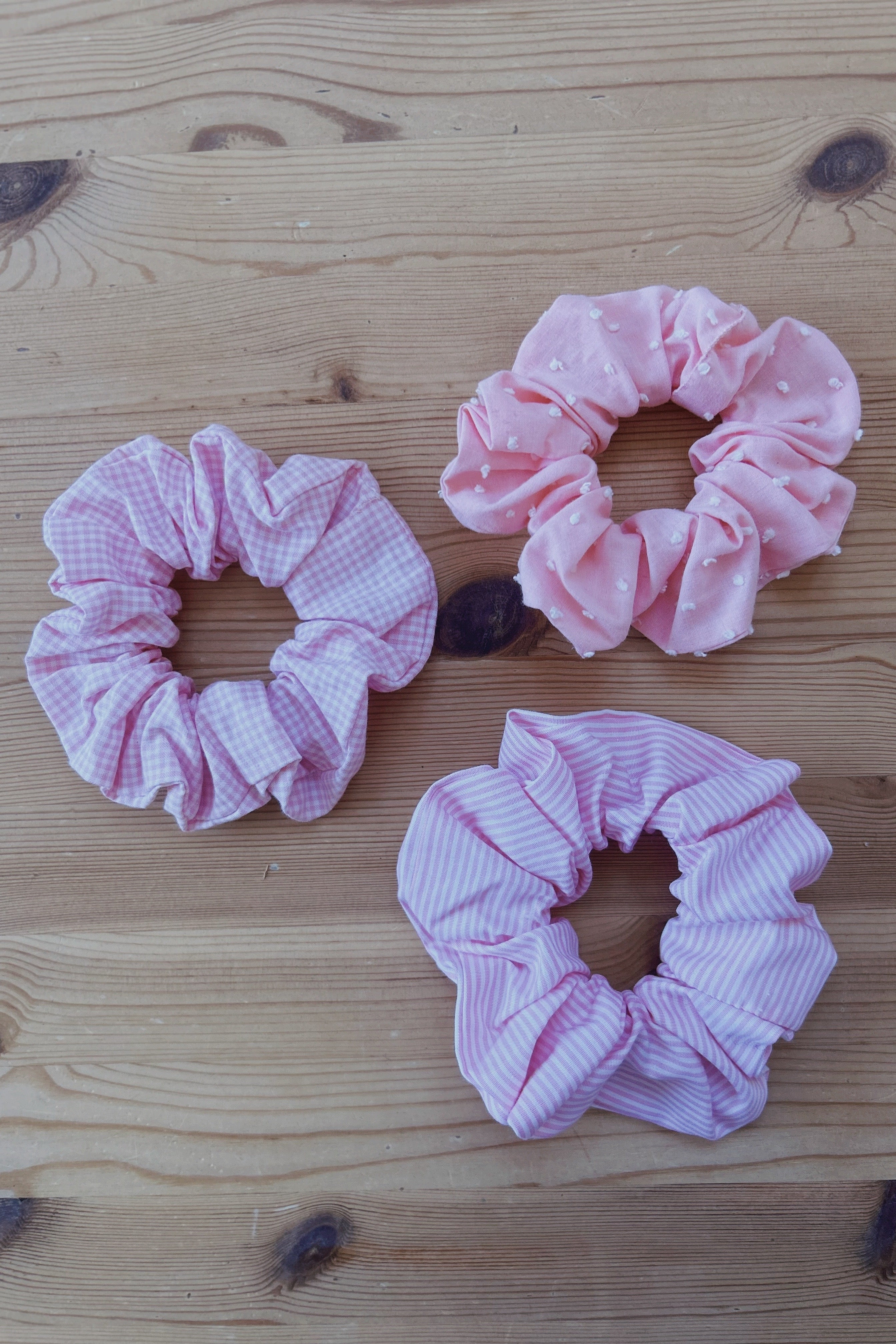Scrunchies in recycled fabric – 3-pack