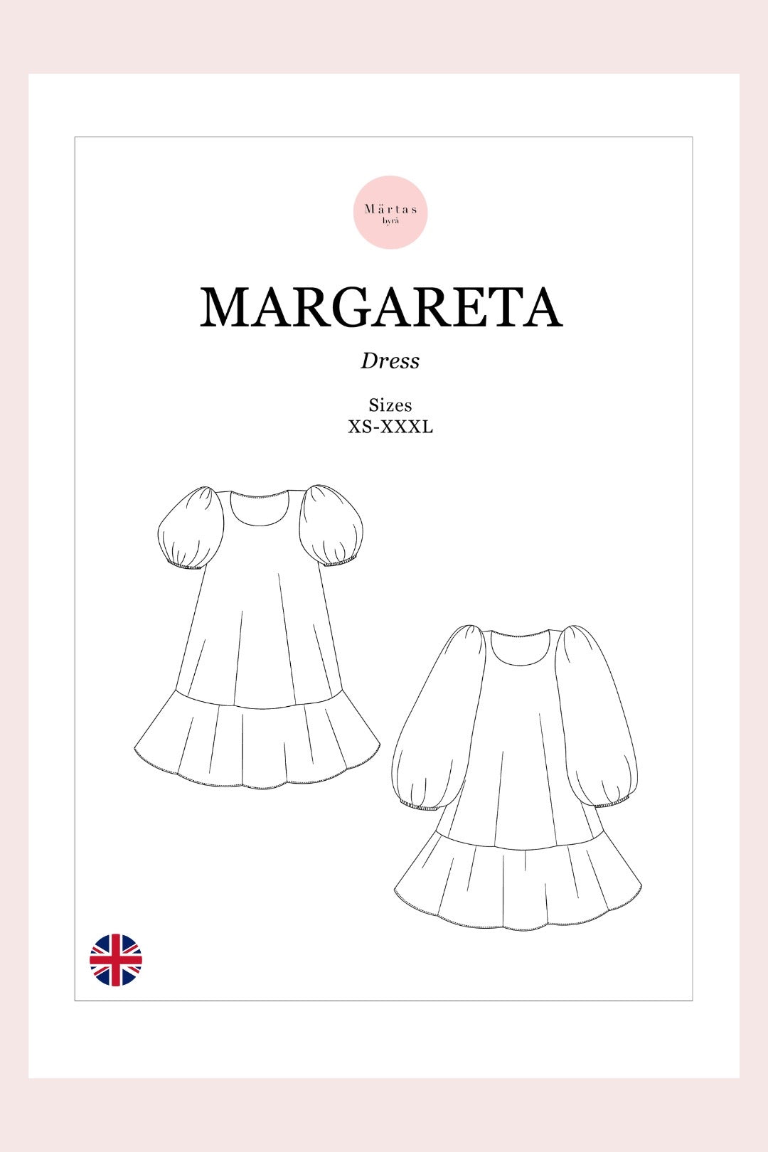 Margareta Dress Sewing Pattern | Puff Sleeve A-Line Dress | XS–XXXL