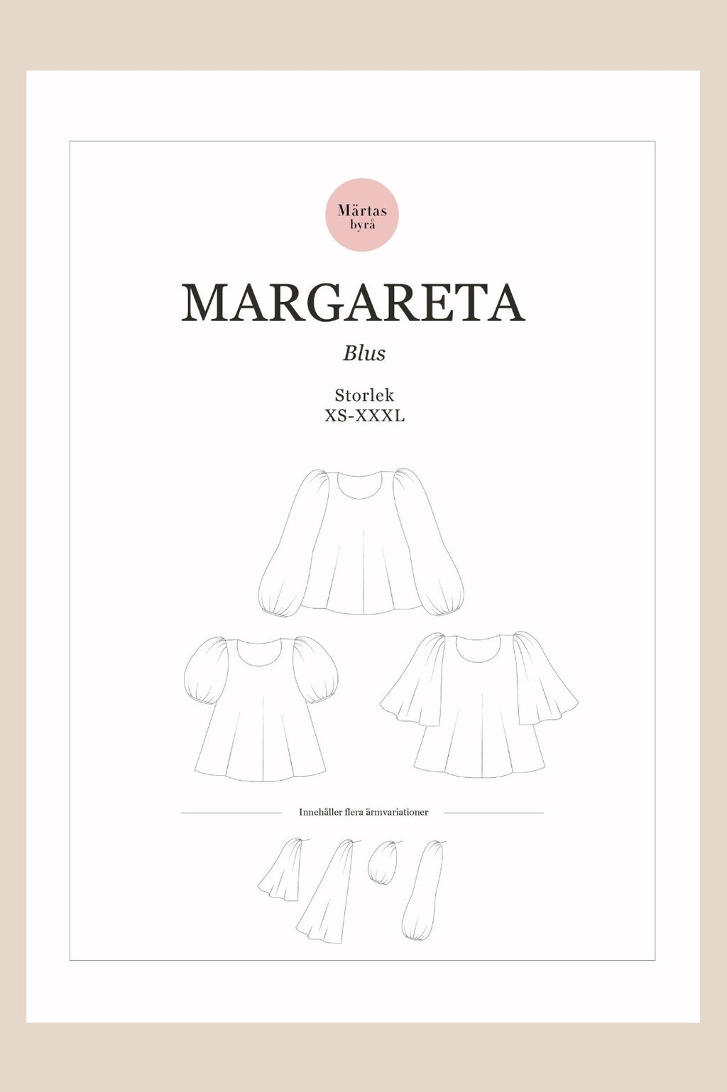 Margareta – PDF-symönster för blus XS–XXXL