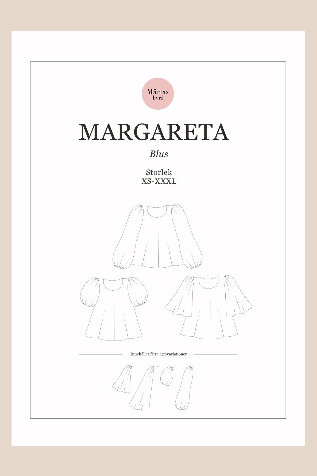 Margareta – PDF-symönster för blus XS–XXXL